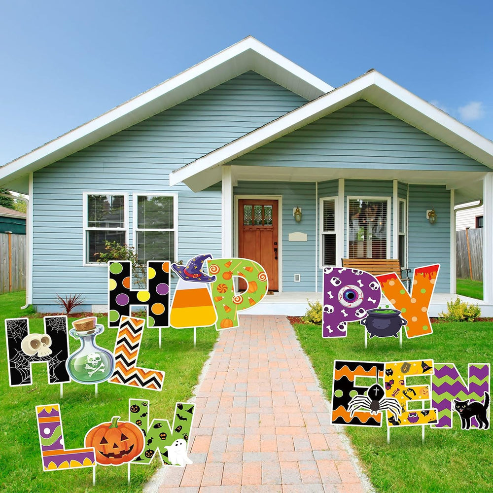 Yerliker 5 Pcs Happy Halloween Yard Sign Large Outdoor Lawn Decoration