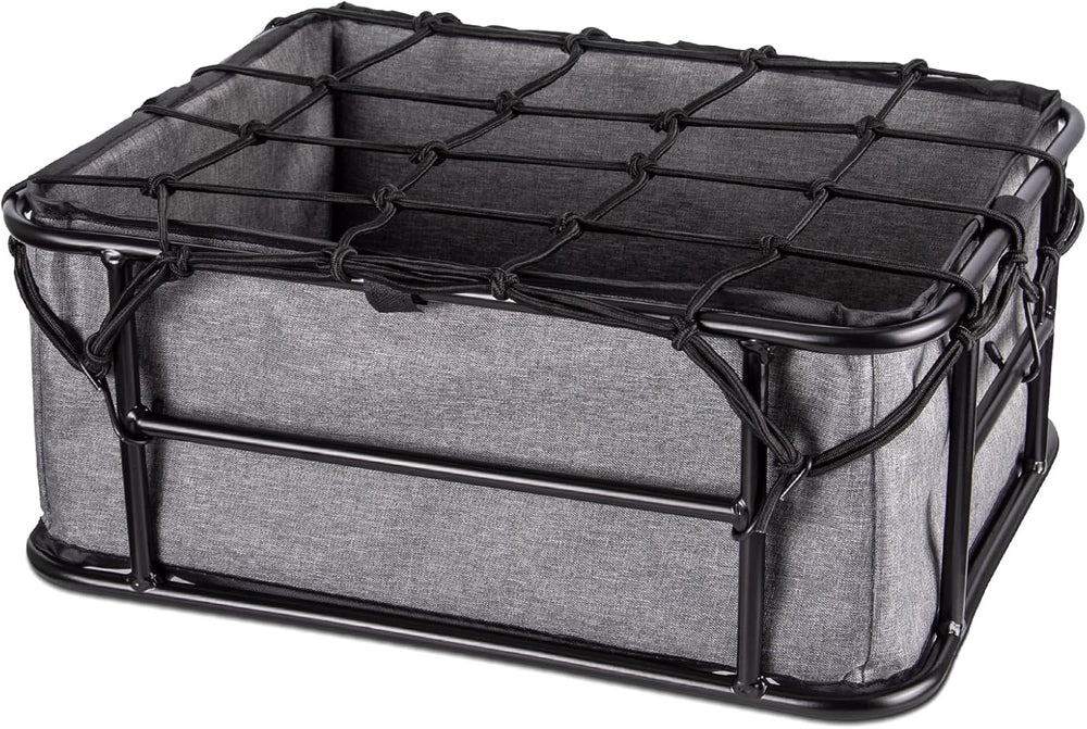 Lightweight Bike Rear Basket for Adults with Net and Liner, Steel Frame Bicyc...