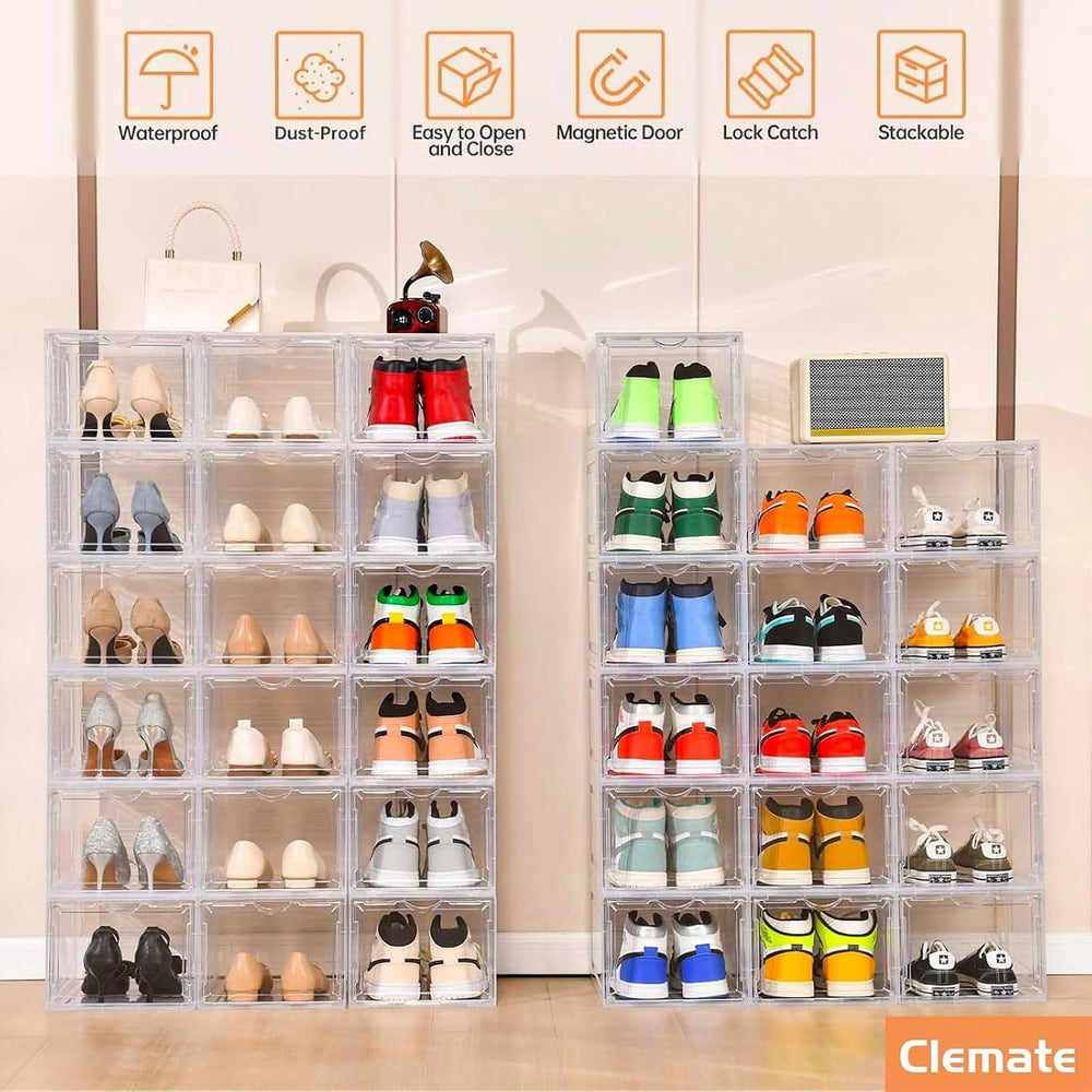 Clemate Upgraded X-Large Shoe Organizer,Shoe Storage Organizer,12 Pack,Shoe B...