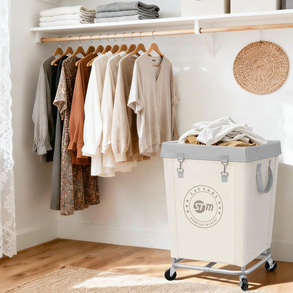 STORAGE MANIAC Commercial Laundry Hamper with Heavy Duty Steel Frame, 160 L I...