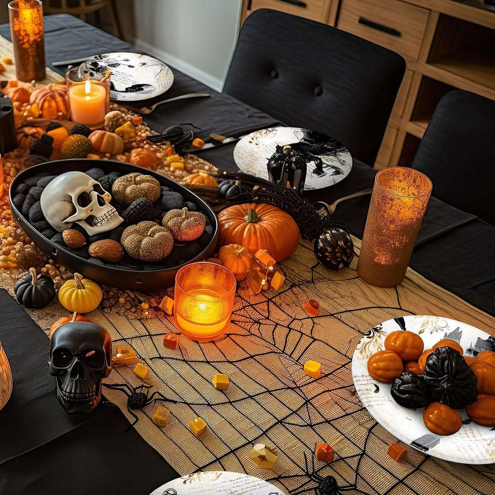 8 Pcs Halloween Dinnerware Set Halloween Plates Serving Dishes, Retro
