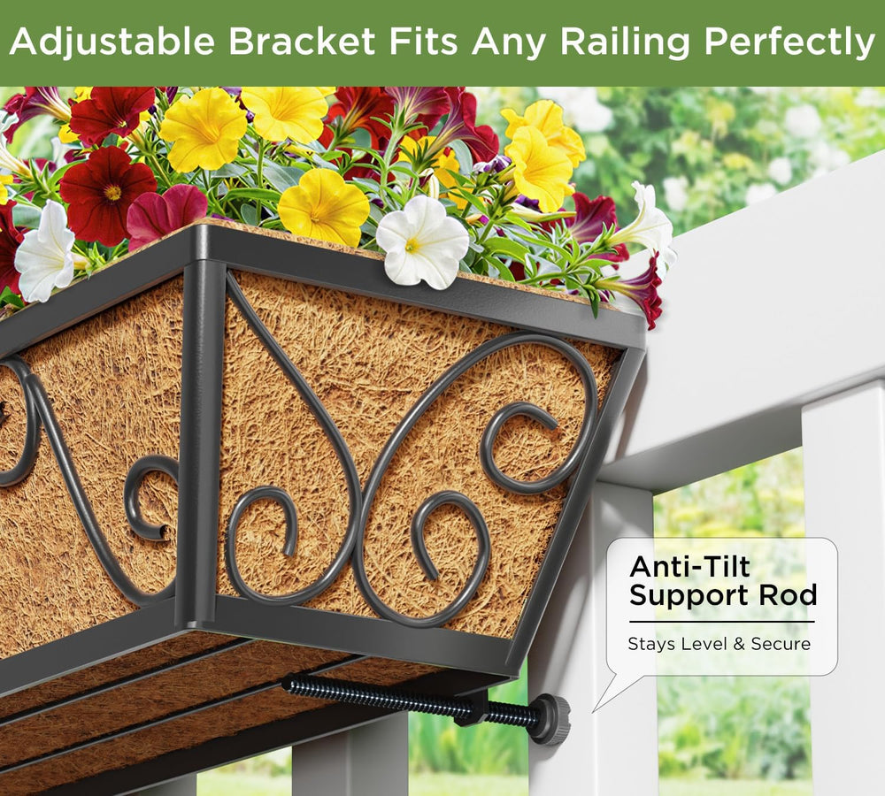 Y&M 30 Inch Butterfly Window Box Planter. Railing Planters for Outdoor Pl...