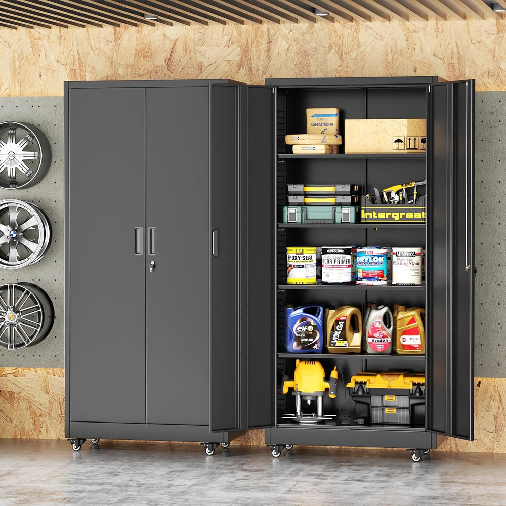 Bonusall Garage Cabinets with Wheels, 73" H Metal Locking Cabinet with 2...