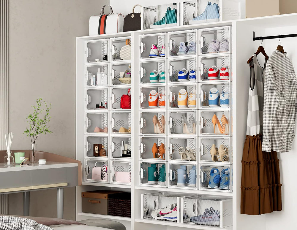 SIMPDIY XL Clear Shoe Storage Boxes, Stackable Shoe Organizer for Closet