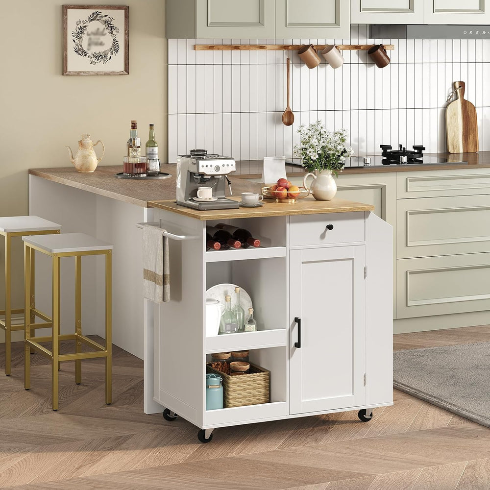 MAHANCRIS Kitchen Island with Power Outlet, Kitchen Storage Island with Drawe...