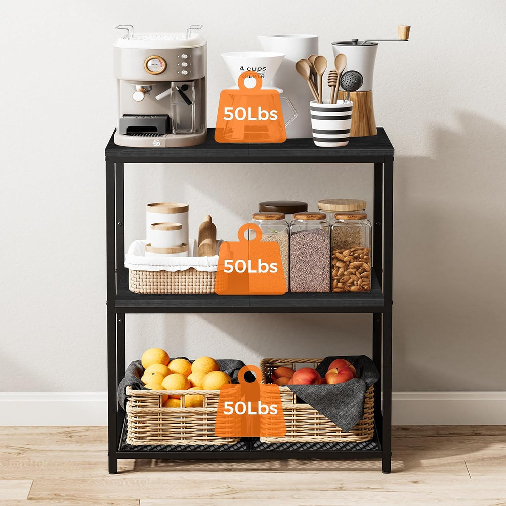 Kitchen Island with 3 Shelves, Workbench, Microwave Stand