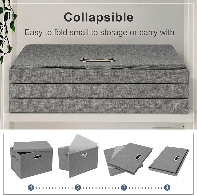 Large 17" 36 Quart Collapsible Stackable Storage Bins (3 Packs)