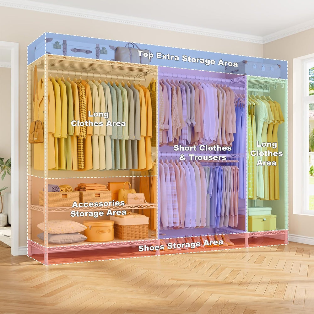 ULIFHOME Heavy-Duty Garment Rack, Adjustable Clothing Racks Hanging Clothes