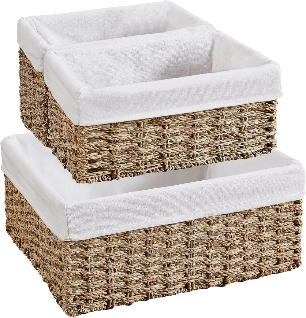 Vagusicc Wicker Basket, Seagrass Wicker Storage Basket with Built-in Handles,...