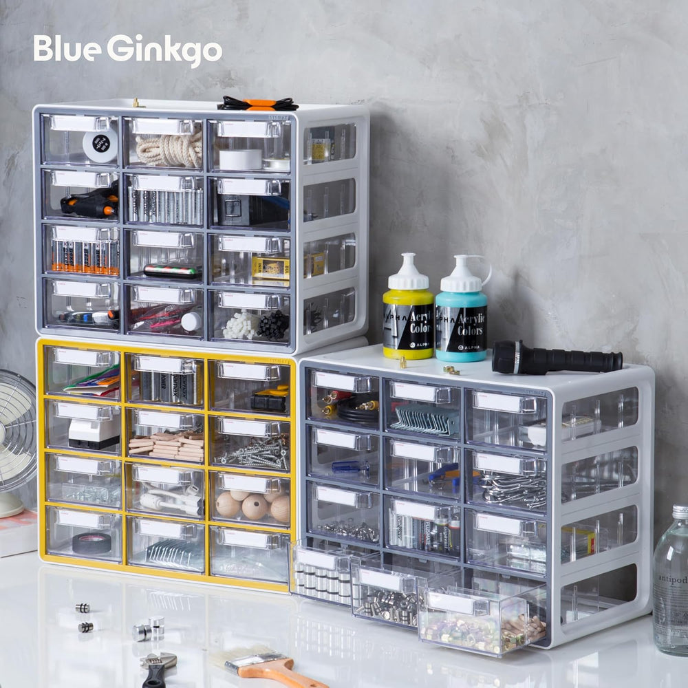 Blue Ginkgo 12-Drawer Storage Cabinet Organizer, Grey, Made in Korea