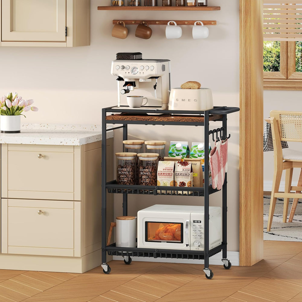 Microwave Kitchen Rolling Cart, 35.43" H Microwave Table Stand with Lock...