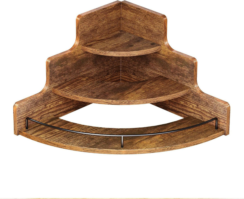 KLM Liquor Bottle Display Corner Shelf, Brown