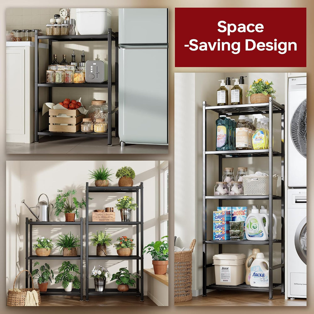 Storage Shelves, 5-Tier Metal Shelving Unit with Leveling Feet, Shelf Organiz...