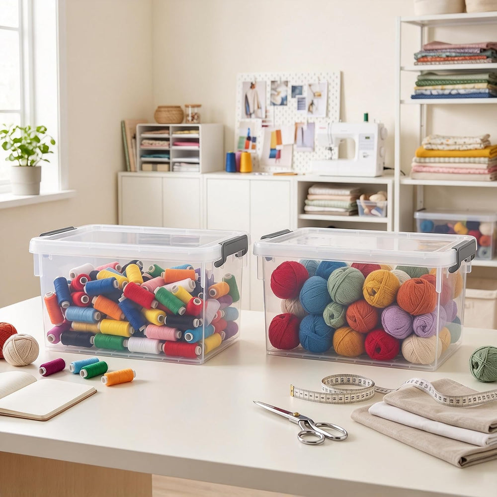 Citylife 22.2 Qt Ultra-Thick Plastic Clear Storage Bins with Lids, 4-Pack