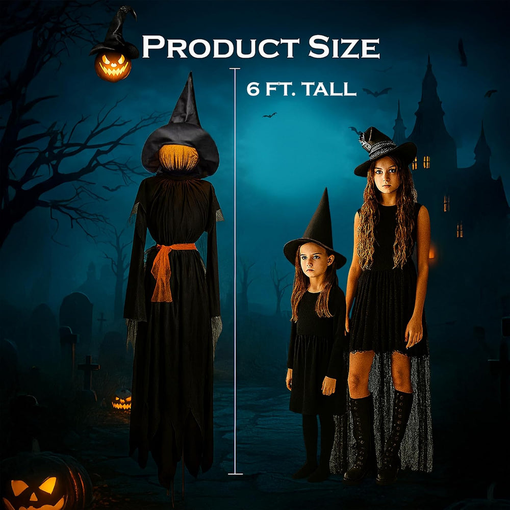 Evergreen LED Halloween 6 ft Black Witches with Hats Stakes, Outdoor Safe Wea...