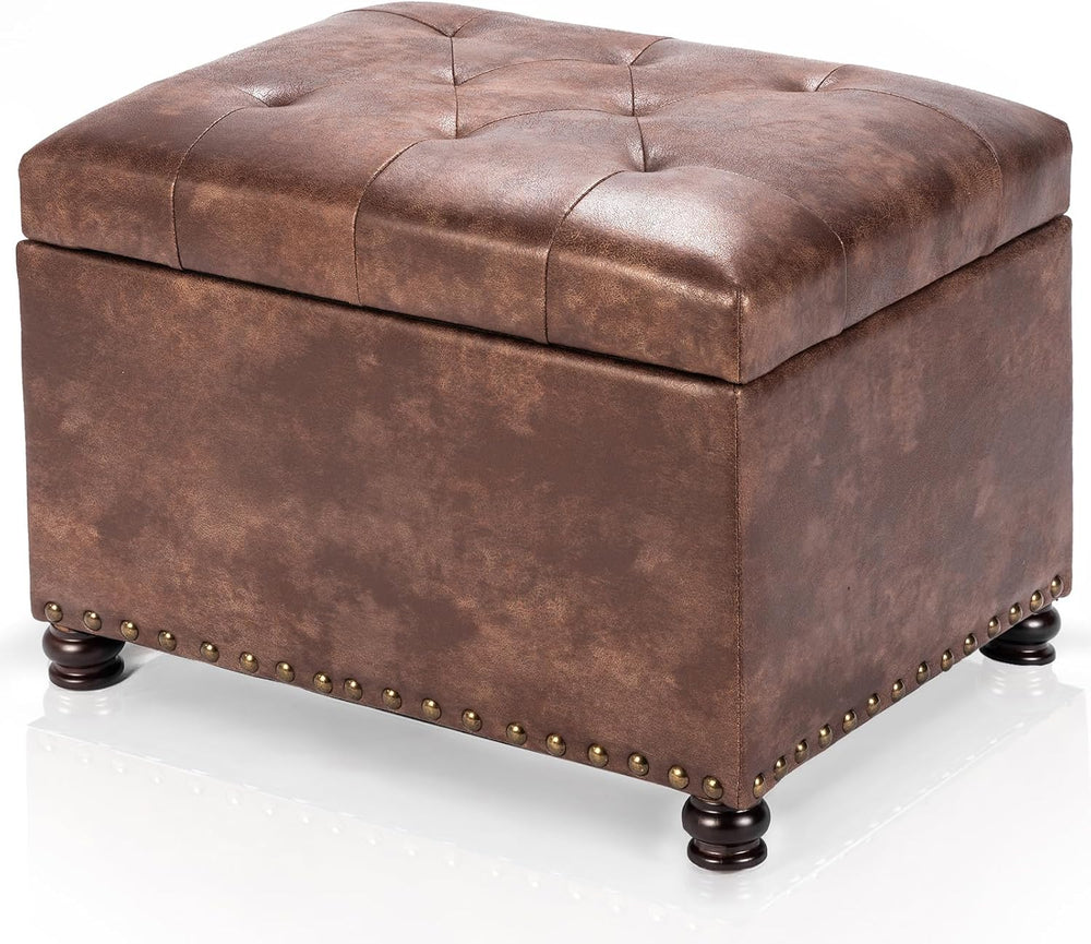 Joveco Leather Storage Ottoman, Foot Rest Stool