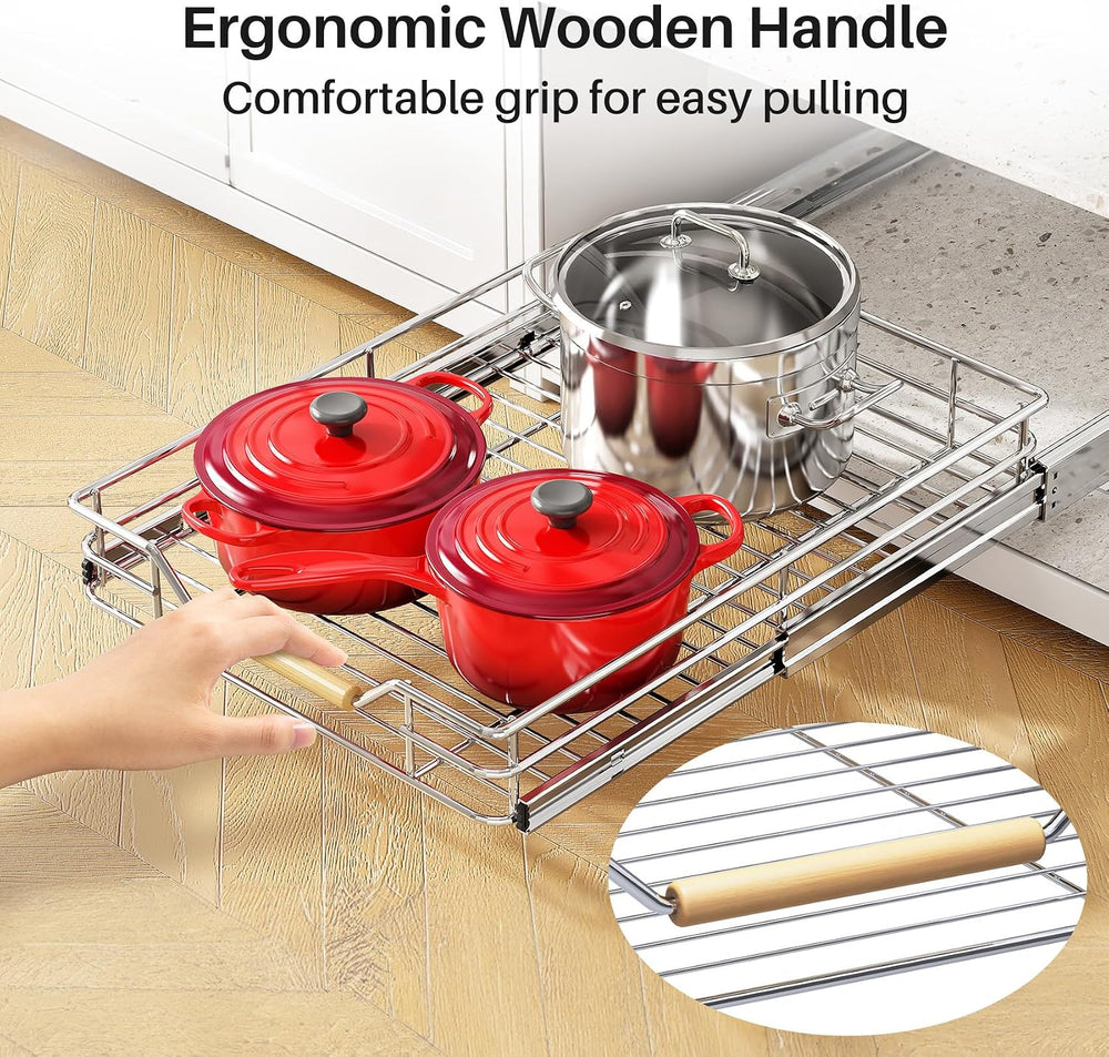 Pull out Cabinet Organizer, 15"W X 21"D, Heavy Duty Smooth Sliding ...
