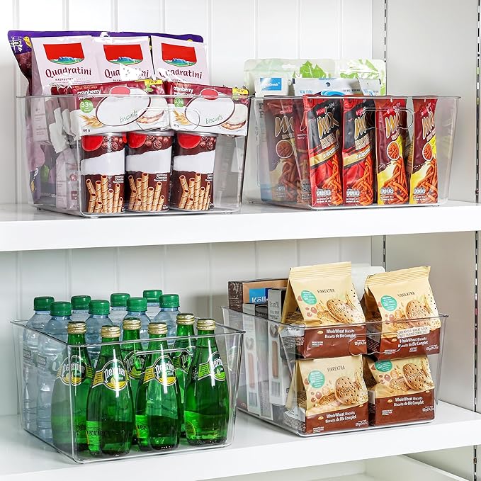 Vtopmart 6 Pack Extra Large Clear Plastic Storage Bins, 11x11 Cube Acrylic