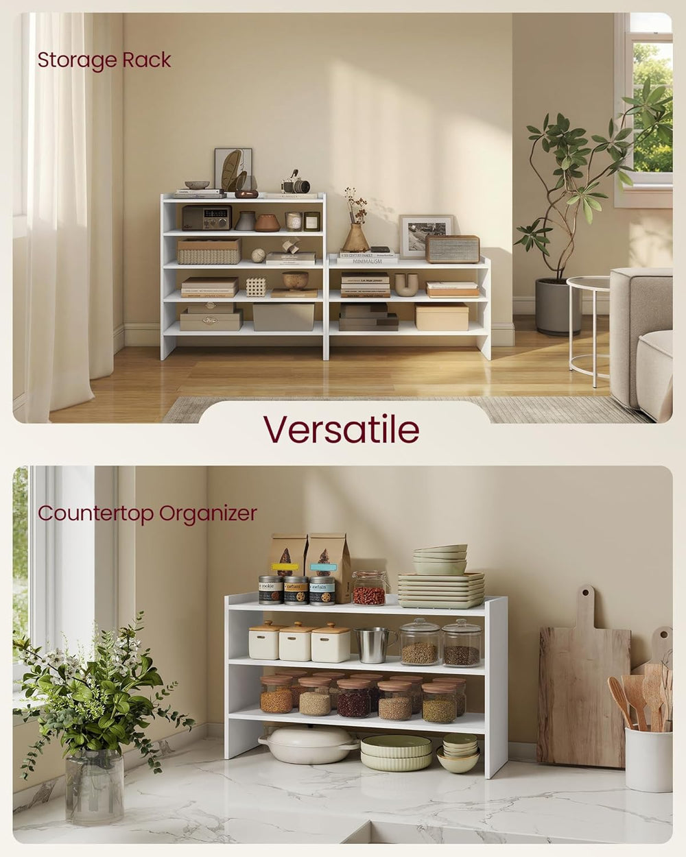VASAGLE 3-Tier Shoe Rack for Closet, Stackable Shoe Organizer Shelf