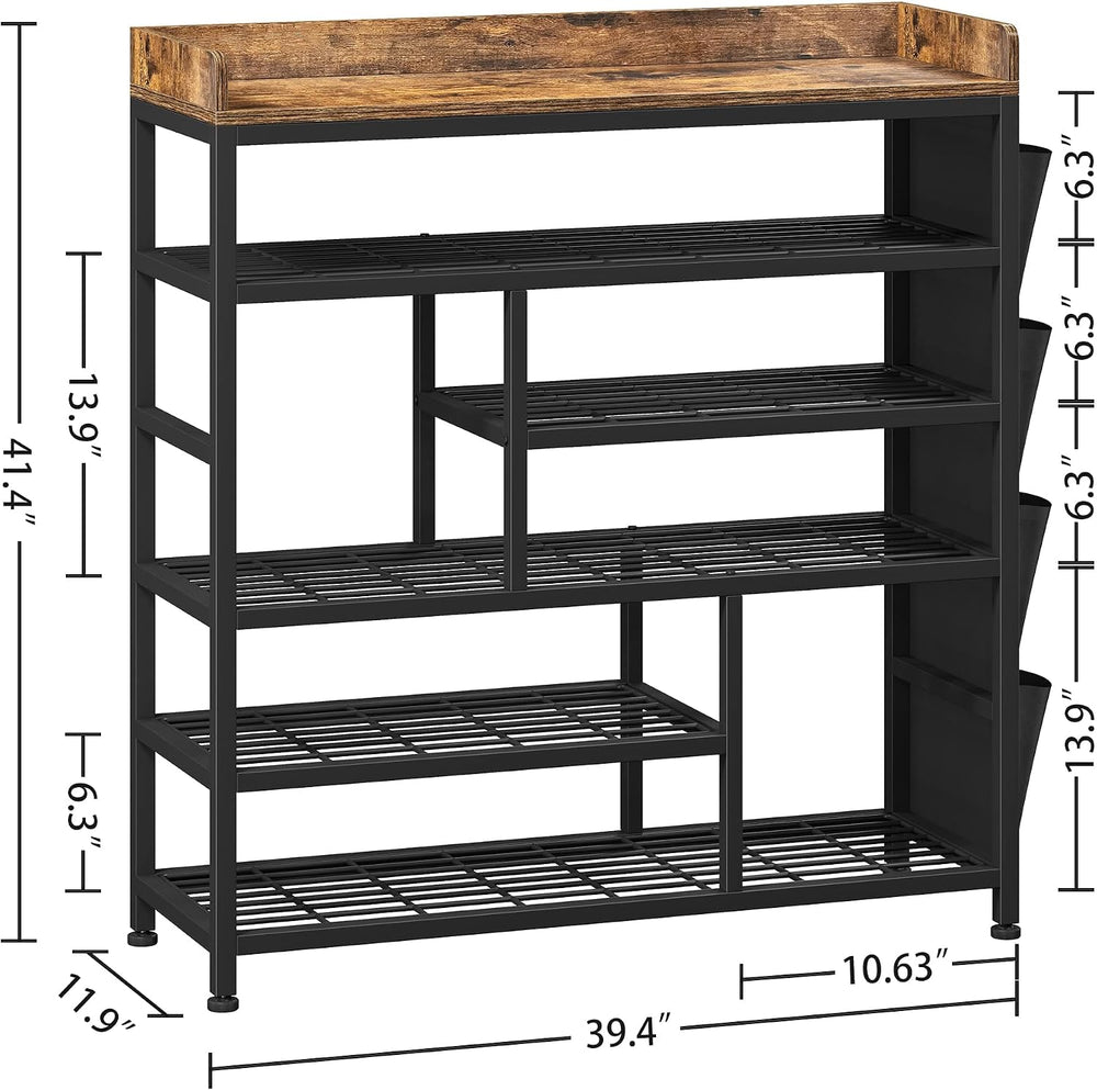 EnHomee 6‑Tier Shoe Rack for Entryway, Holds 24 Pairs, Tall Boot Section
