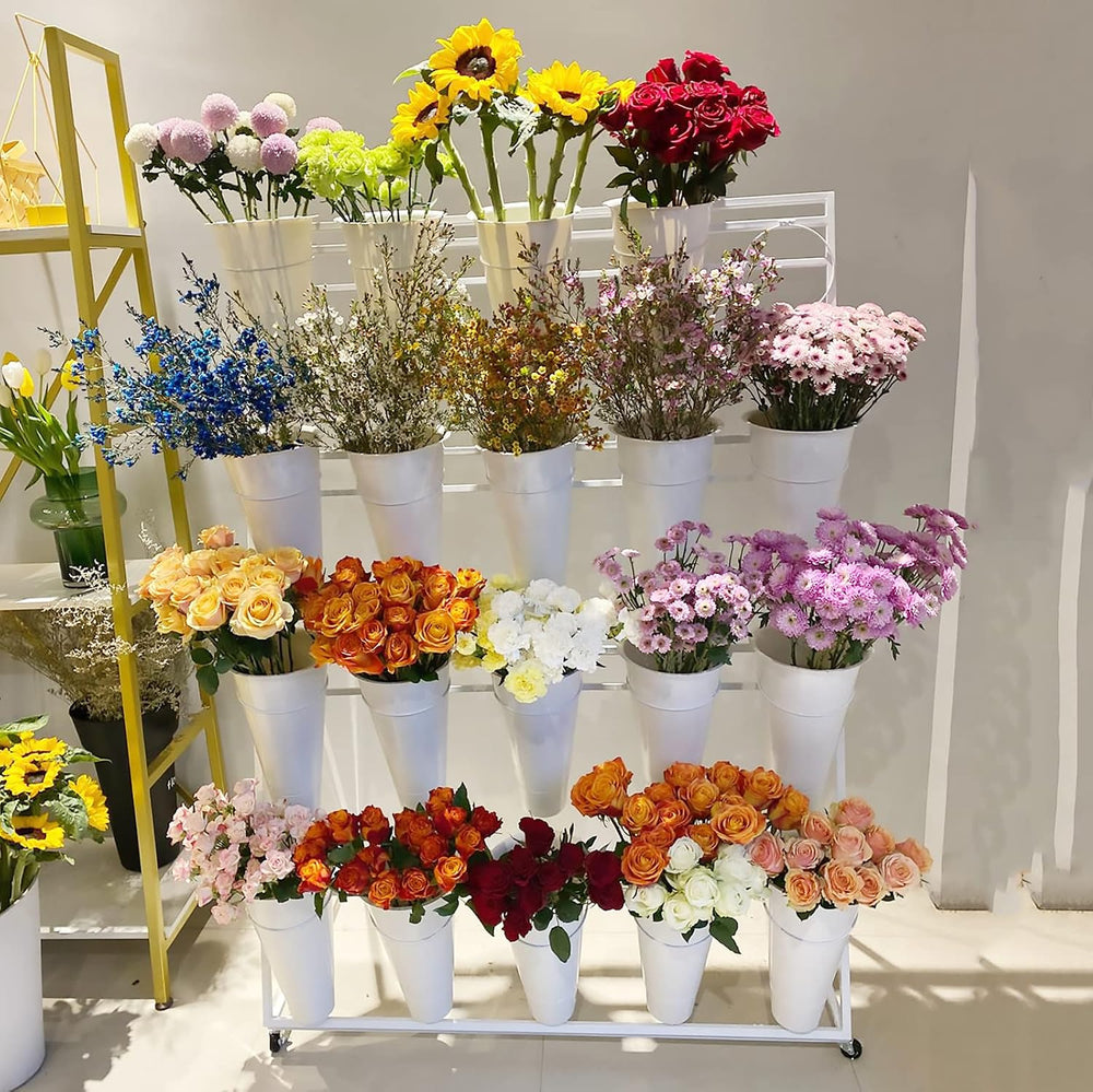 Flower Display Stand, 3 Layers Heavy Duty Moving Plant Cart Shelf With Wheels...
