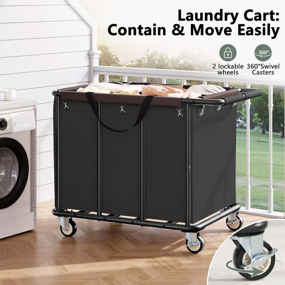 FAVOOSTY 470L Heavy Duty Commercial Laundry Cart with Wheels,Industrial Rolli...