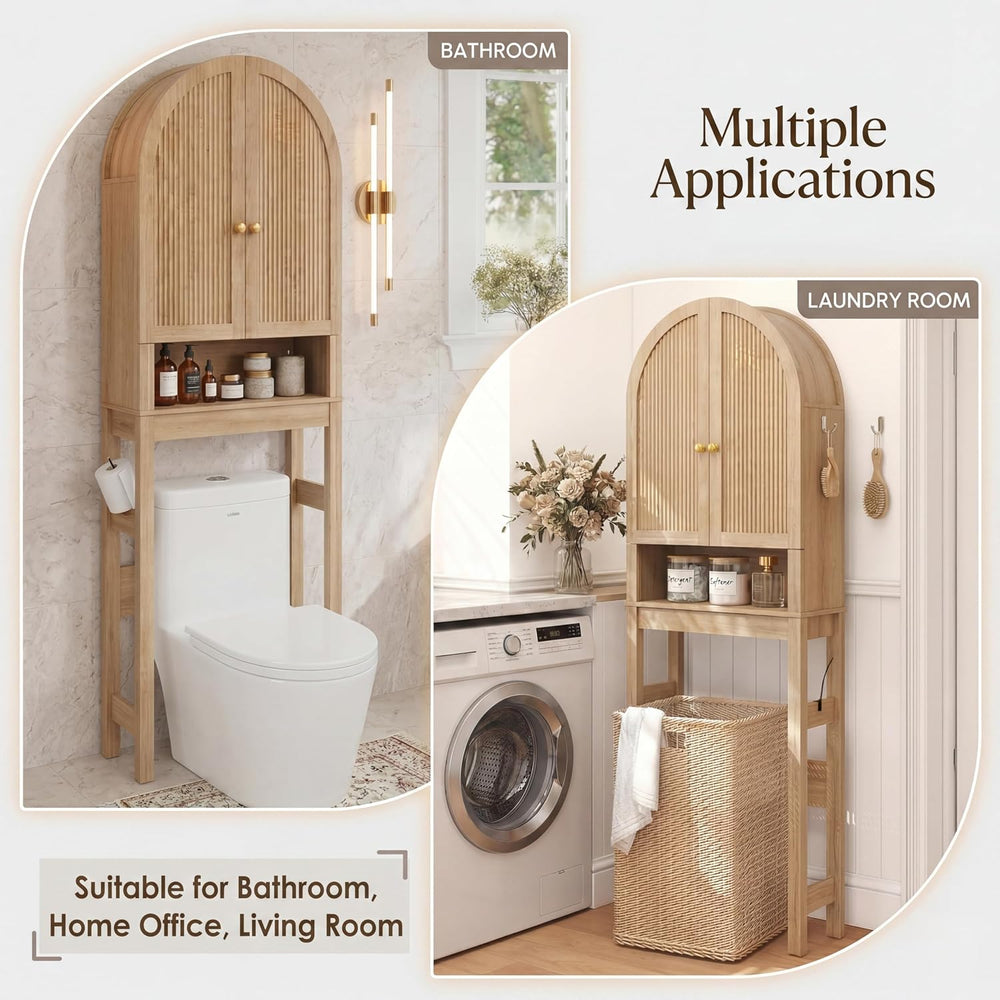 HMstone Over The Toilet Storage Cabinet, Arched Bathroom Organizer and Storag...