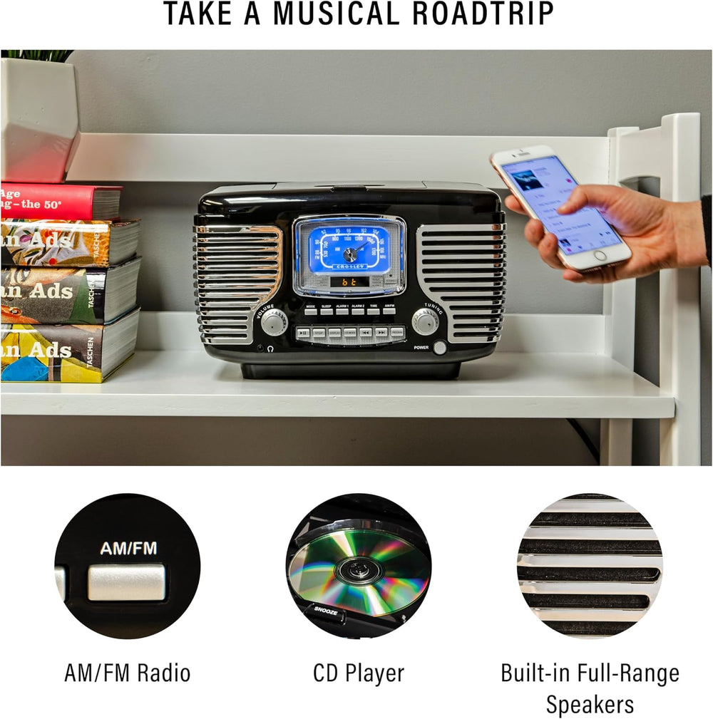Crosley CR612B-BK Corsair Radio CD Player, Black