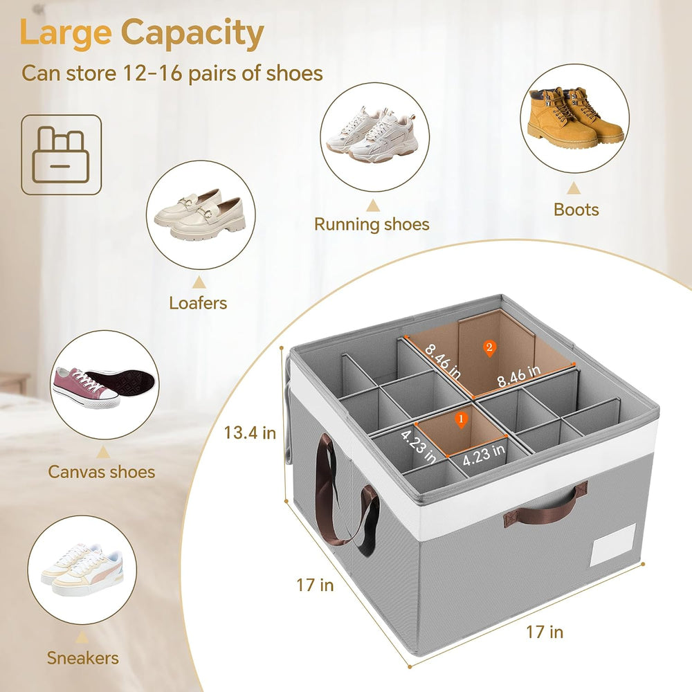 Criusia Shoe Organizer for Closet, 2 Pack Foldable Shoe Storage Organizer Box...
