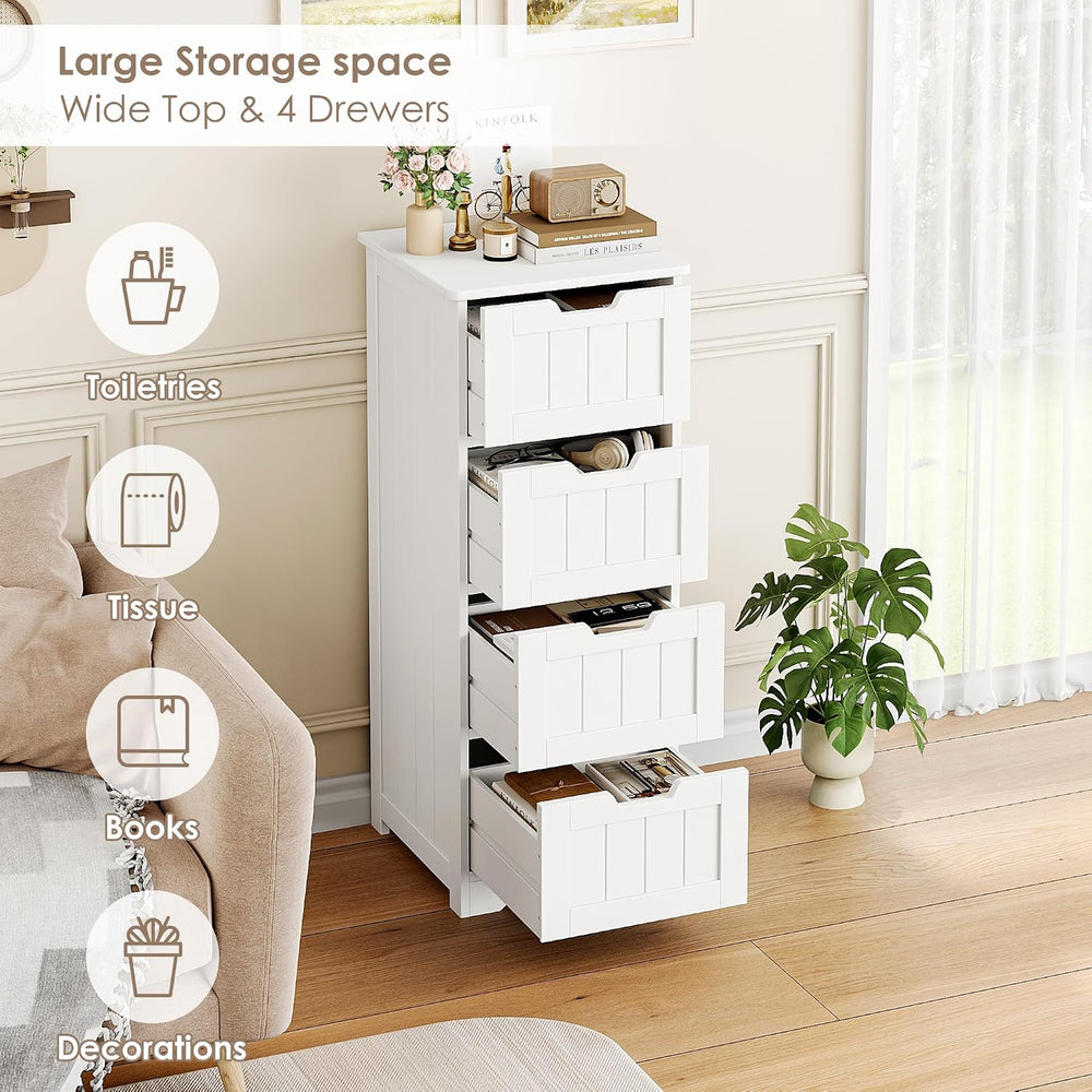 FOTOSOK Bathroom Storage Cabinet with 4 Drawers, Small Bathroom Cabinet