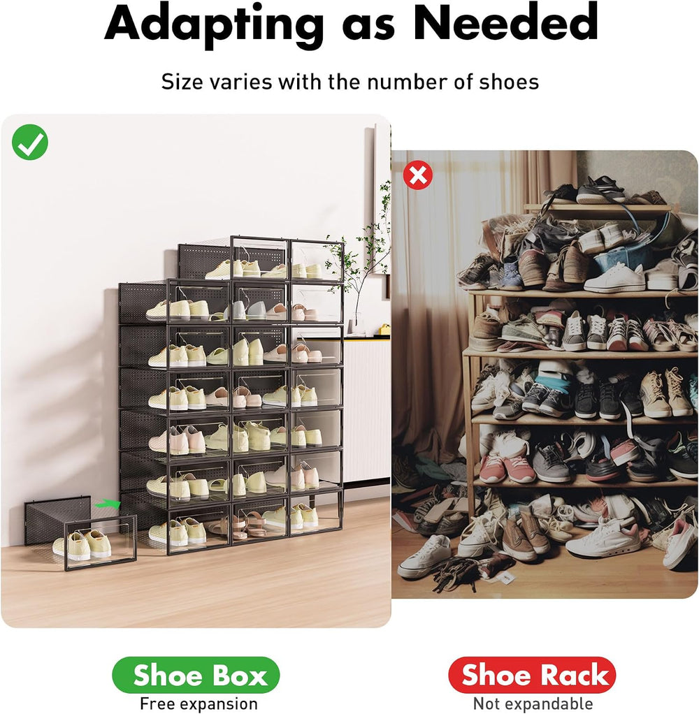 Foluck 15 Pack Shoe Storage Organizer Box Container Clear Plastic Stackable