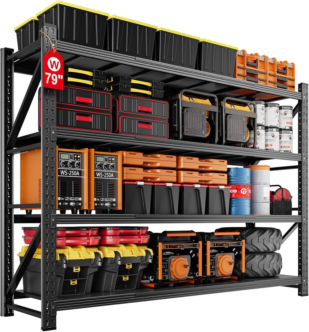 MIIIKO 79" W Garage Storage Shelving Unit,6000LBS Heavy Duty Metal Garag...