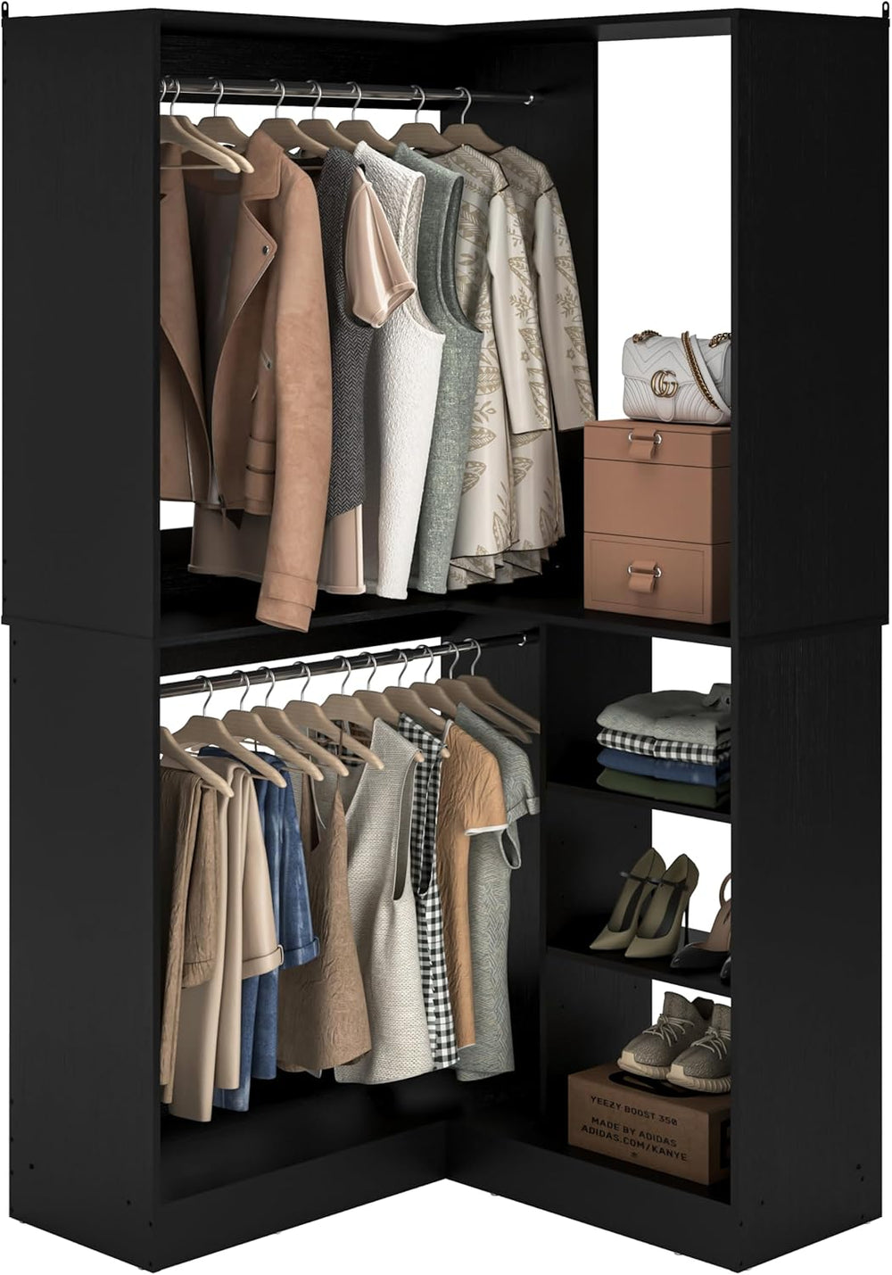 Unikito 36" Corner Closet System with Shelves, L Shaped Closet Organizer