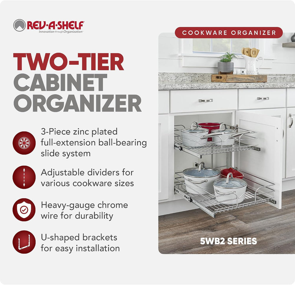 Rev-A-Shelf Pullout Organizer for Cabinets, Min Opening Width 17.5"
