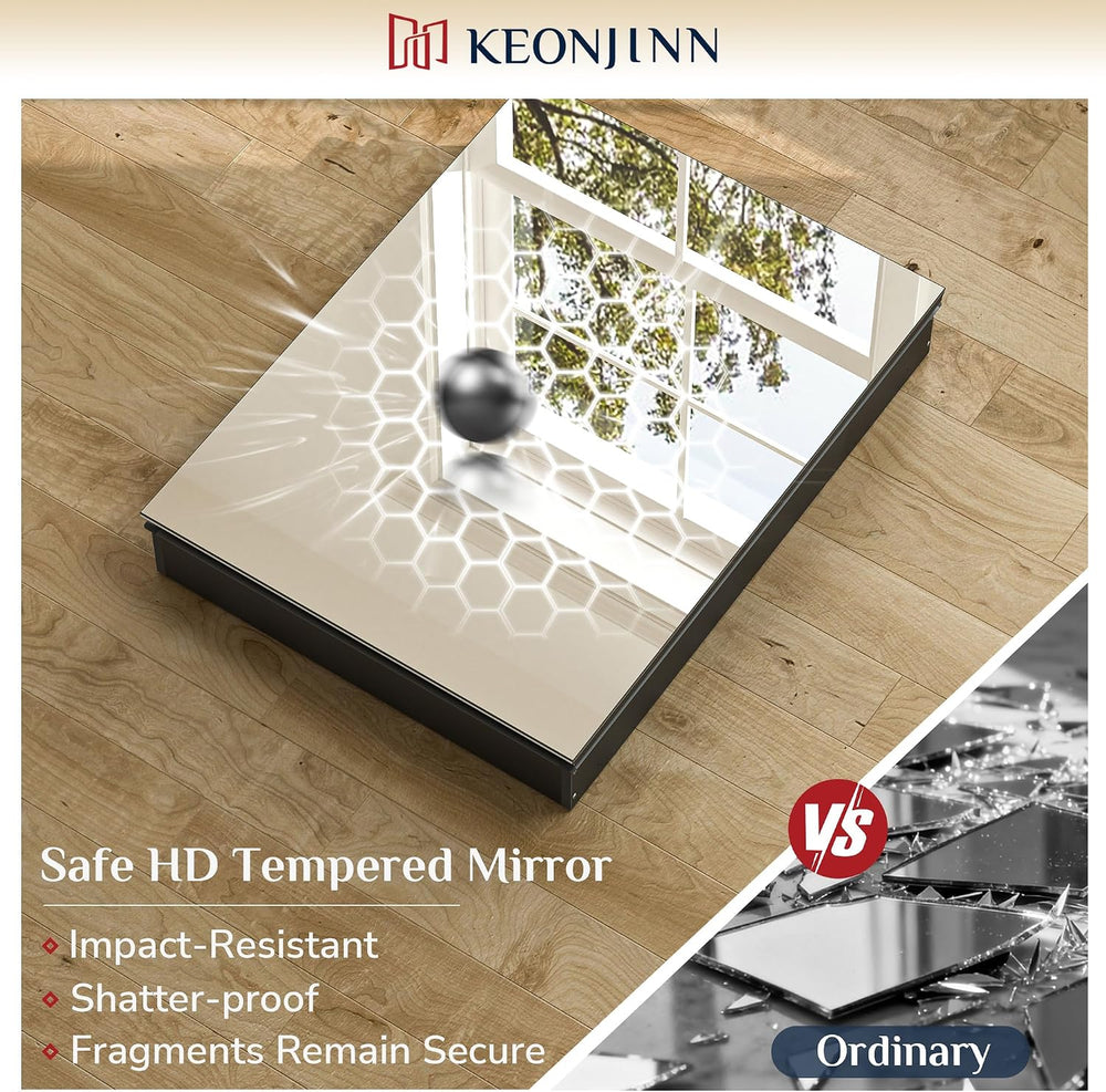 Keonjinn 60" x 32" Black Medicine Cabinet Mirror, Freely Adjustable...