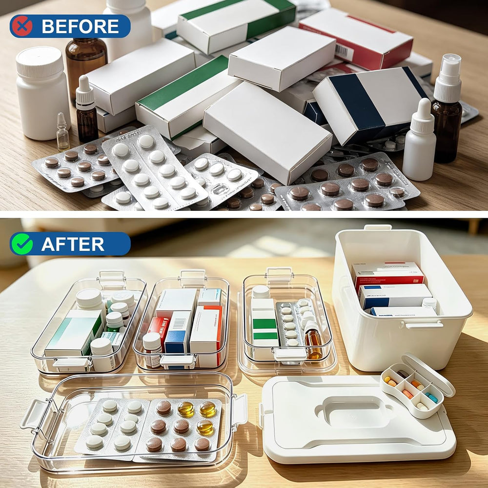 5-Tier Medicine Organizer Box, Medicine Cabinet with Plastic Handle