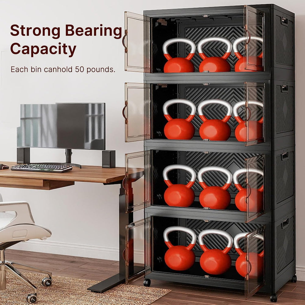 Stackable Storage Bins with Lids, 720QT Lockable Storage Cabinet