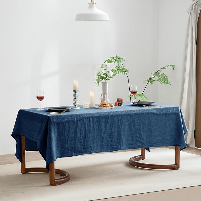 EVERLY 100% Pure Linen Rectangle Tablecloths 60x84Inches for Dining,Buffet Pa...