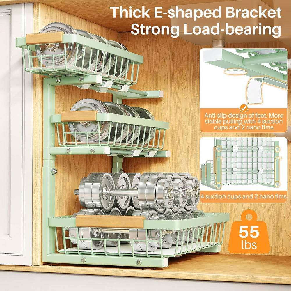 PXRACK Under Sink Organizer, 2-Pack 3-Tier Height Adjustable Thickened Metal ...