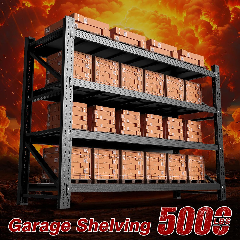 7000LBS Metal Steel Storage Shelves - 78.7" W Black 4 Tier Heavy Duty Ra...