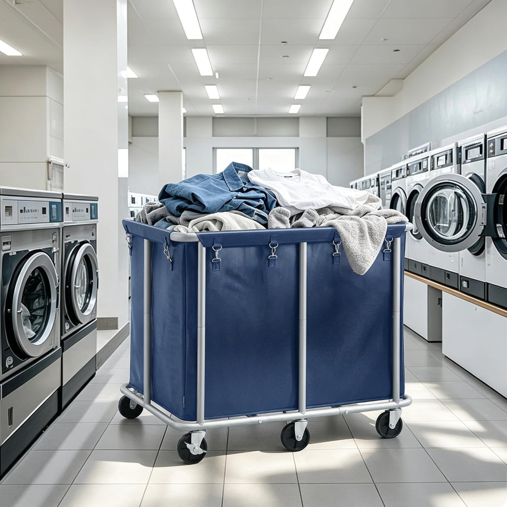 STORAGE MANIAC Commercial Laundry Cart with Wheels, 420L Blue