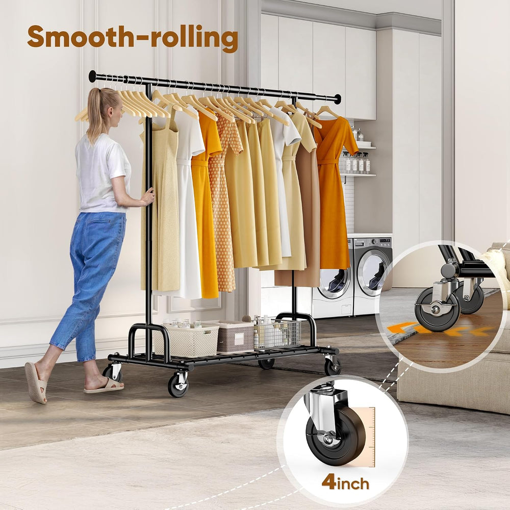 HOKEEPER Clothes Rack Collapsible Clothing Rack Capacity 525LBS Black