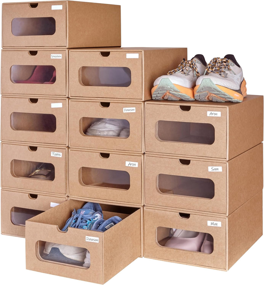 12 Pack Shoe Storage Bins, Waterproof Storage Boxes, Shoe Containers For Snea...