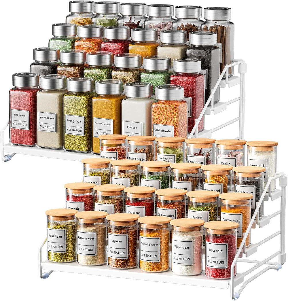 RCHYFEED Spice Rack Organizer for Cabinet, 4 Tier Spice Organization for (2 P...