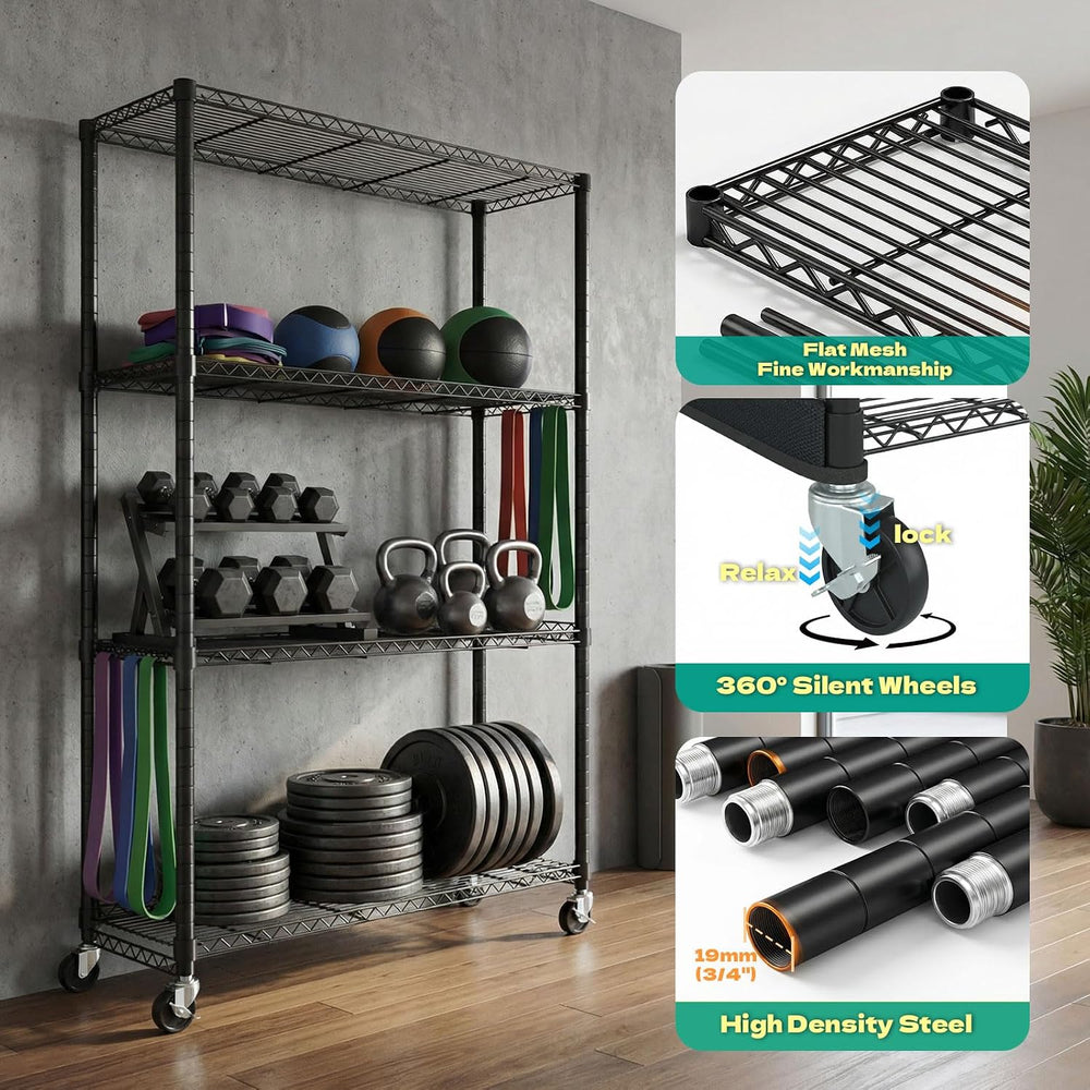 Storage Shelves with Cover & Wheels, 36" W x 14" D x 63" H