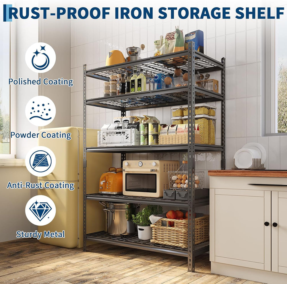 Garvee 5 Tier Metal Storage Shelving Unit 36" W Adjustable Garage Shelving