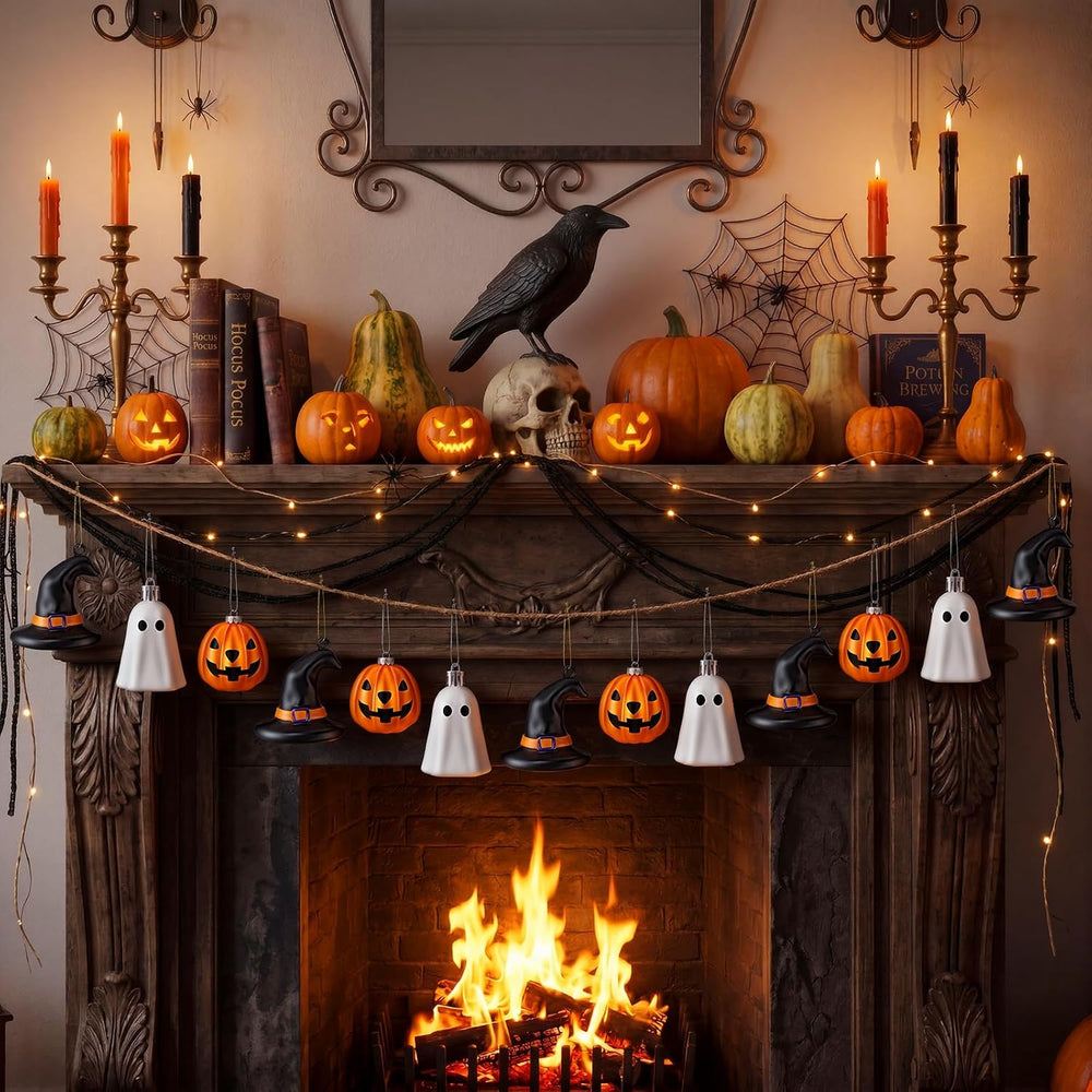 VioraWhite 30 Pcs Halloween Hanging Ornaments Cute Sliver Ghost, Gold Pumpkin...