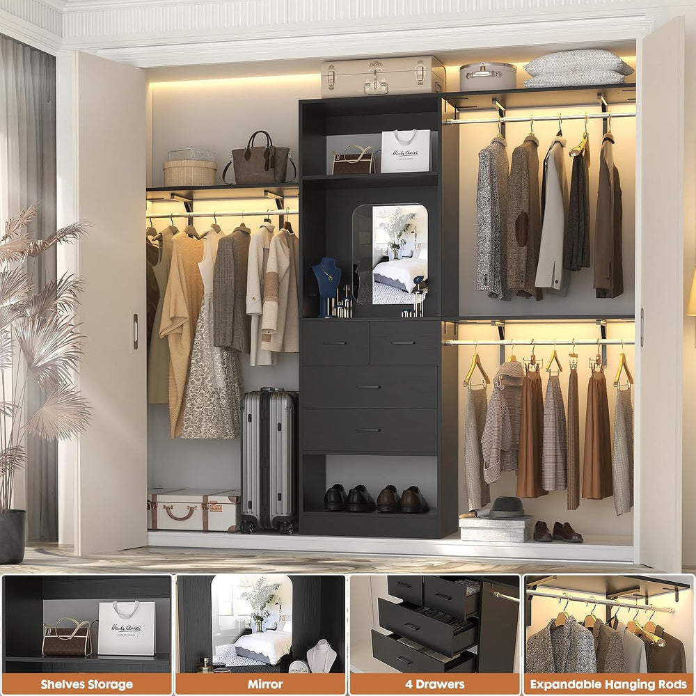 Unikito 96 Inch Closet Organizer System, 8FT Walk in Closet Insert with 25&qu...