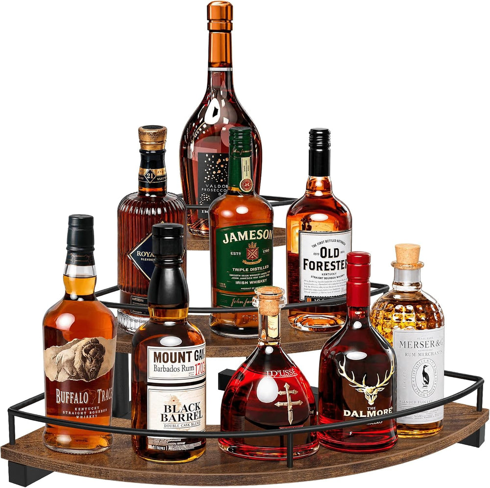 Homode Corner Liquor Bottle Display Shelf, Coffee Syrup Rack Organizer