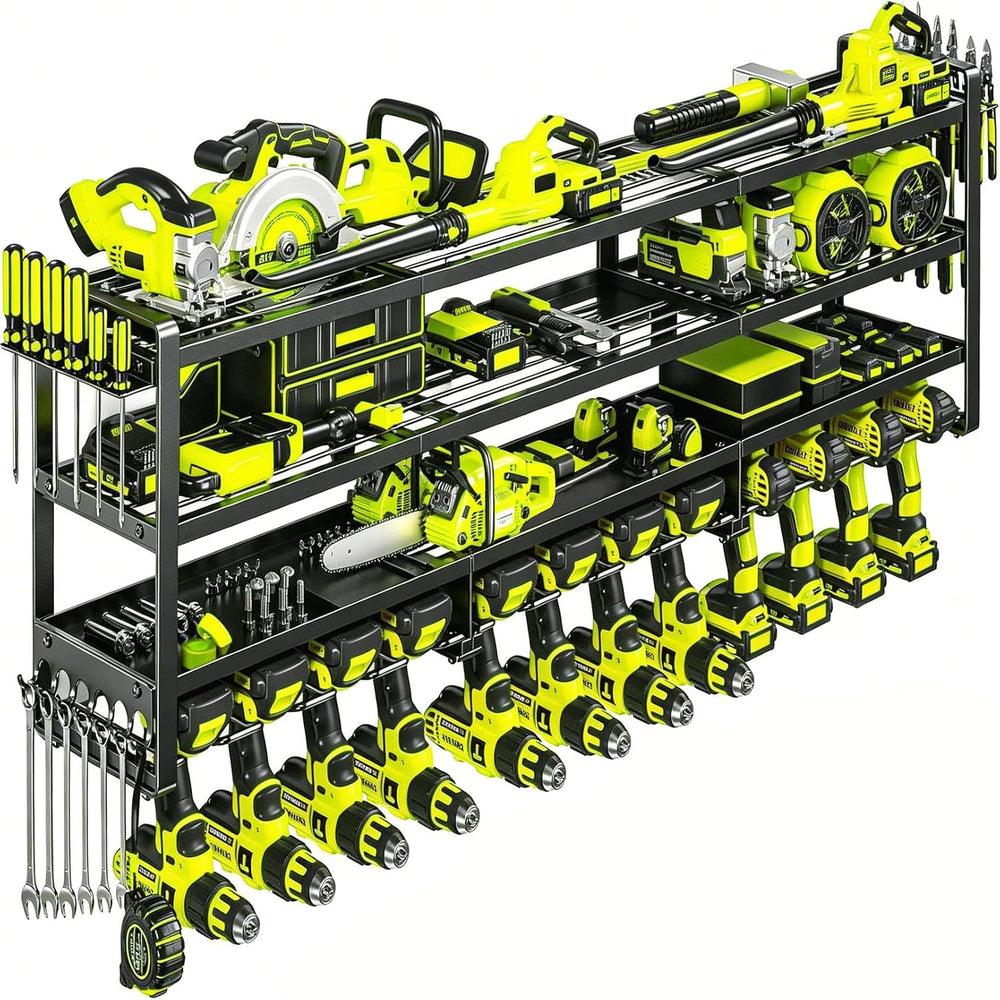 49" Heavy Duty Wall Mount Power Tool Organizer, 4-Tier Storage Rack with...